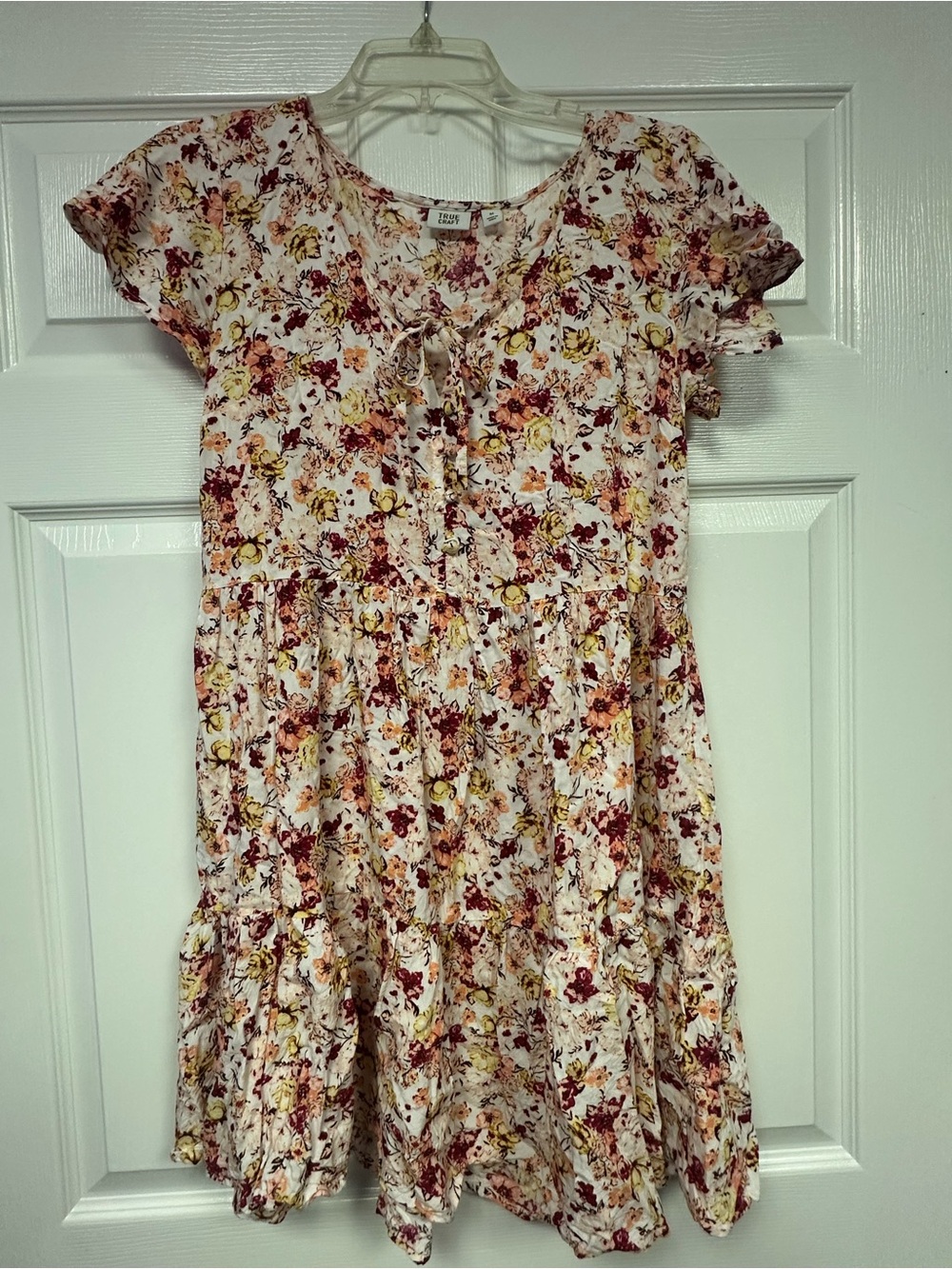 True Craft Floral Tie-Front Mini Dress - Pink, Yellow, Burgundy